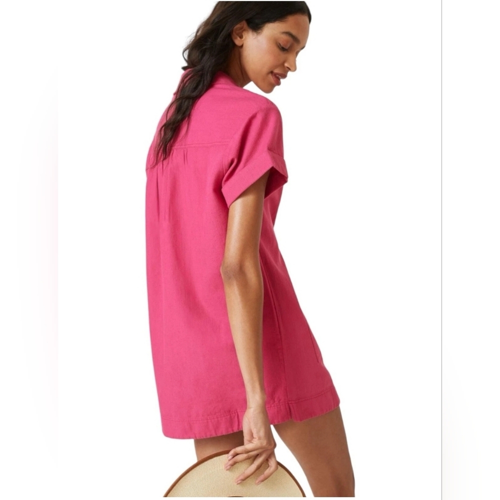 Anthropologie Pilcro Pink Buttondown Shirt Dress Size Medium - Picture 2 of 6